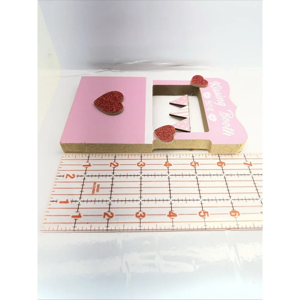 VALENTINE Kissing Booth Mini Stand w/ Banner & Sign- Lips/Hearts, Red/Pink-Decor